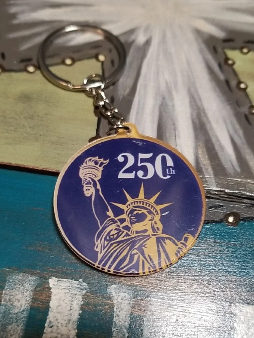 Liberty Bell 250th Anniversary Keychain - Blue & Gold